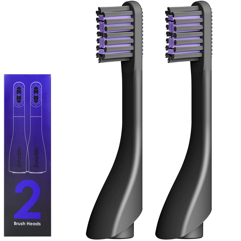 Upplang S1 replacement heads 2-pack gray medium with curved soft bristles