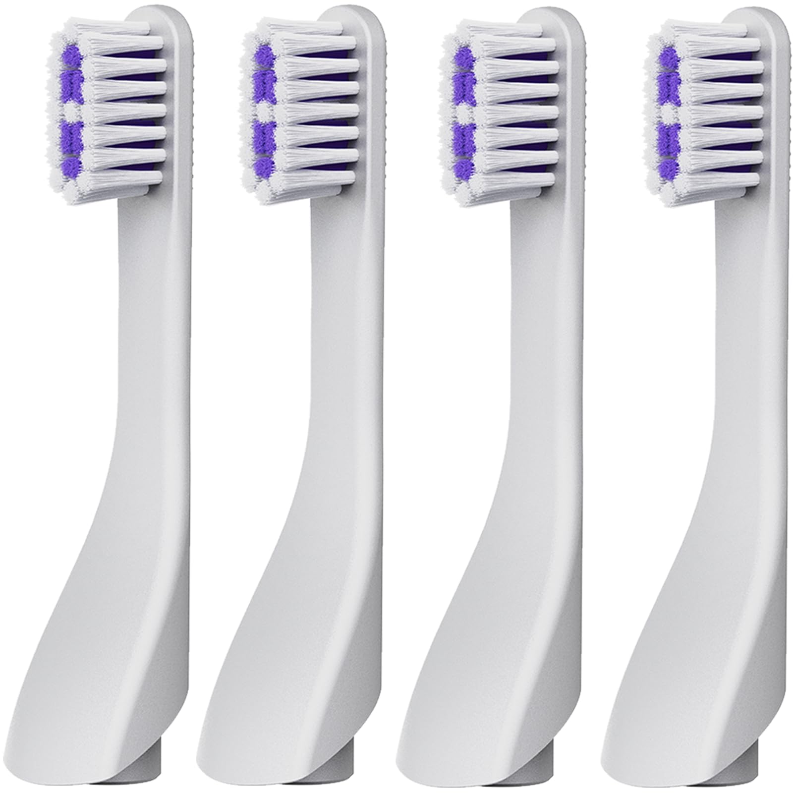 Upplang S1 Replacement Heads 4-Pack with Straight Soft Bristles - White, Medium; Secure Fit for Gum Care and Travel