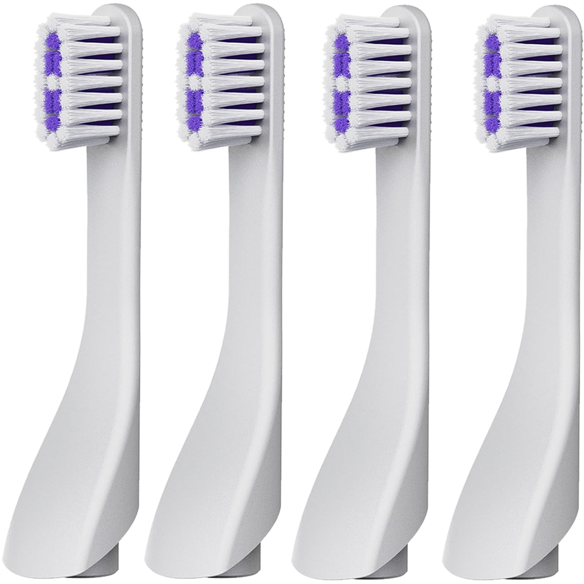 Upplang S1 Replacement Heads 4-Pack with Straight Soft Bristles - White, Medium; Secure Fit for Gum Care and Travel