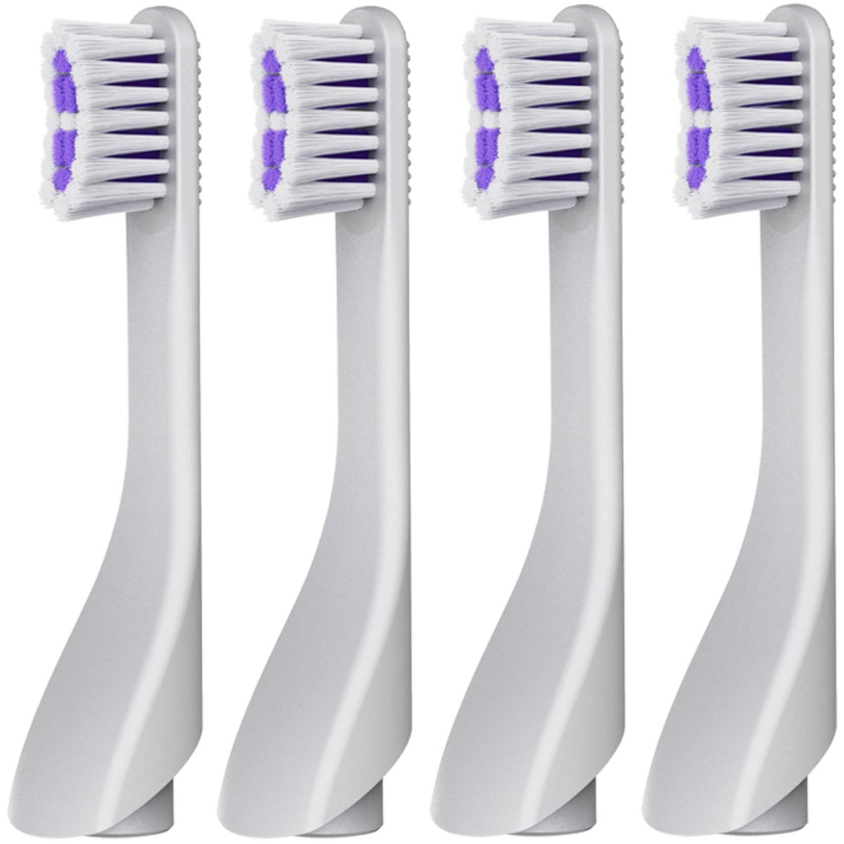 Upplang S1 replacement heads 4-pack with curved soft bristles for gum care, white