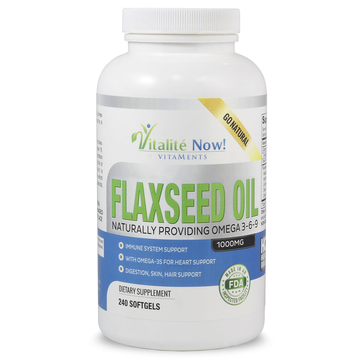 Upsize Organic Flaxseed Oil Softgels bottle and label