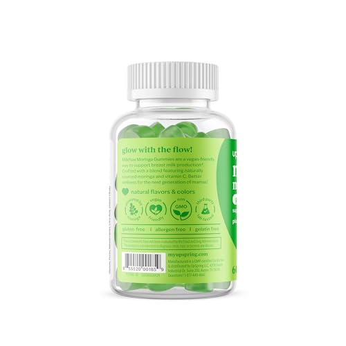 Gummies with moringa leaves and botanicals in the background