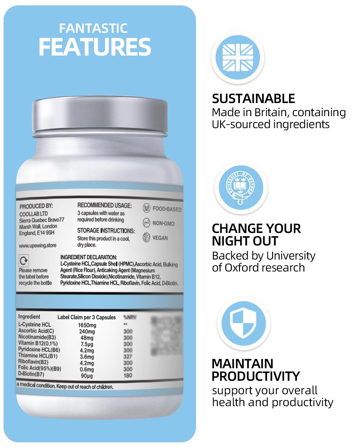 Vitamin C component in Upswing supplement