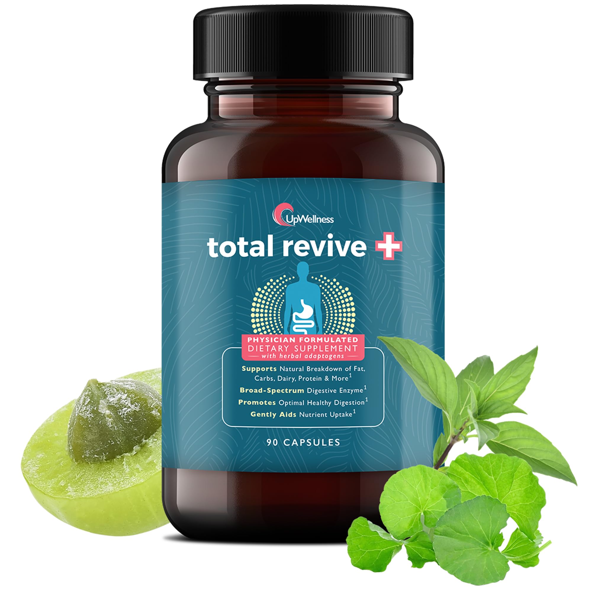 UpWellness Total Revive+ Digestive Enzymes bottle – front label