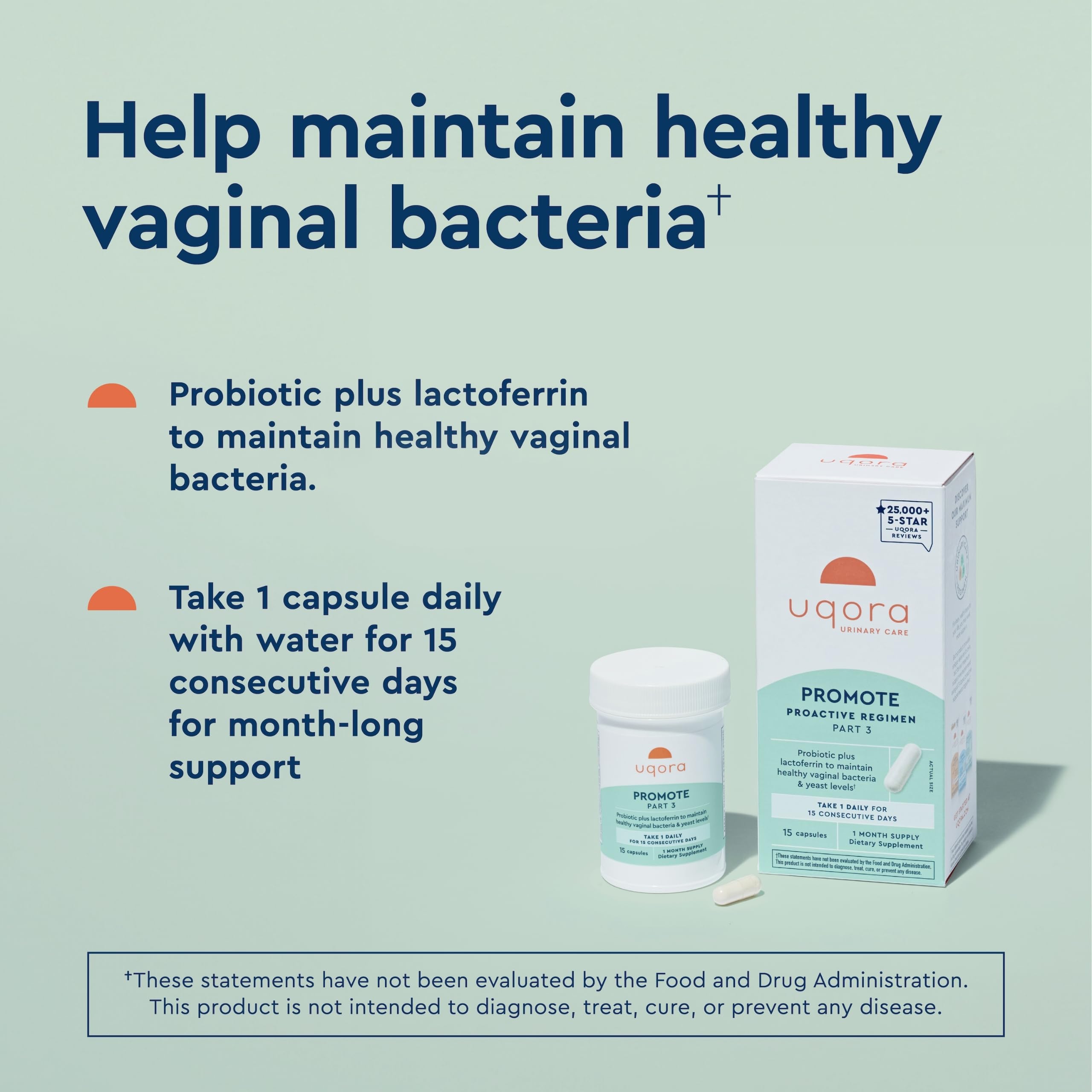 Uqora Promote vaginal probiotic supplement bottle