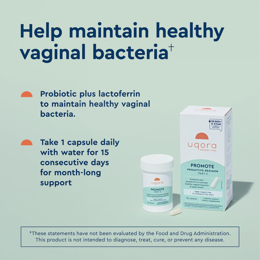 Uqora Promote vaginal probiotic supplement bottle
