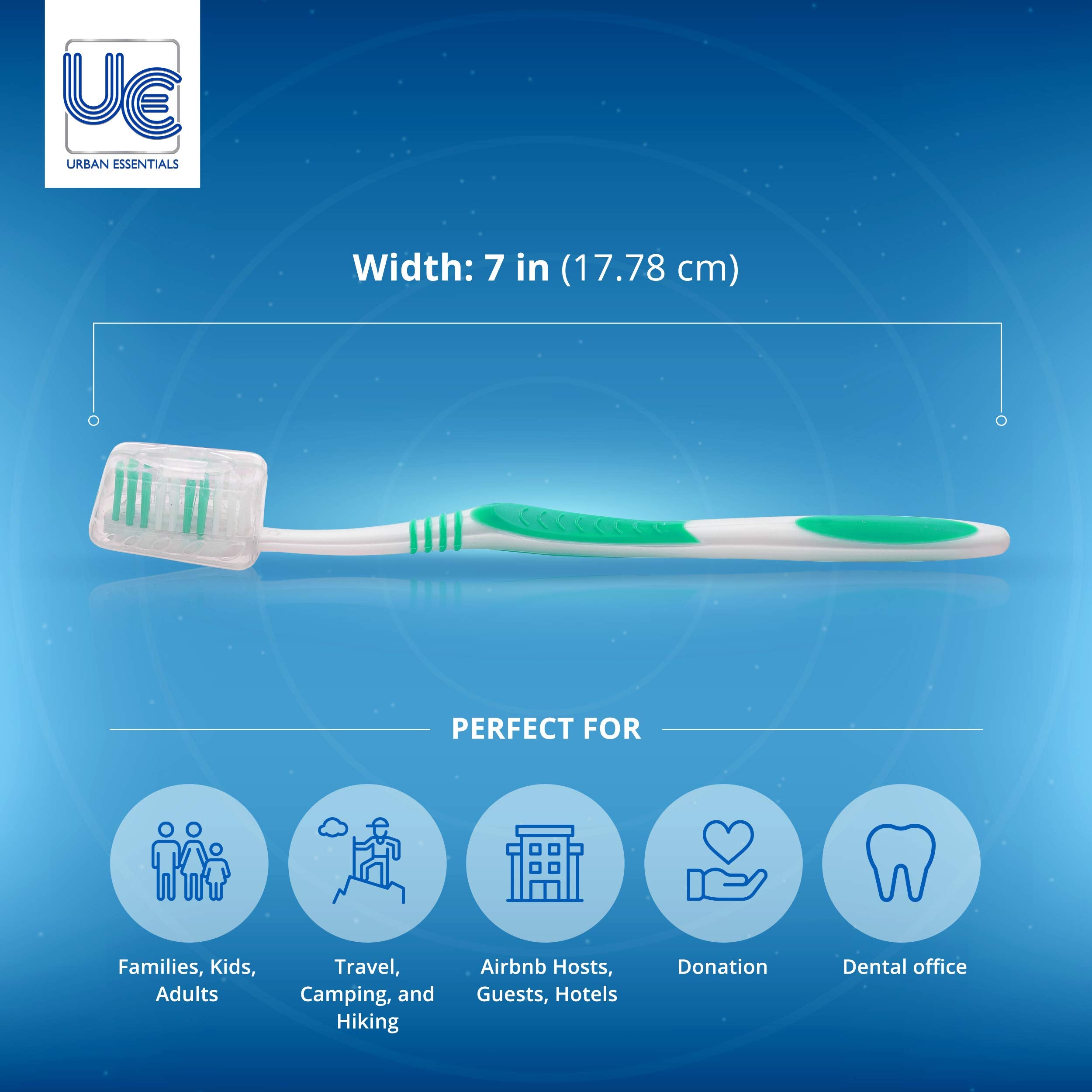 Packaged 100 toothbrushes ready for donation and travel use