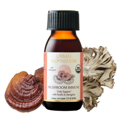 Bottle of Urban Moonshine Mushroom Immune daily support with reishi and astragalus.