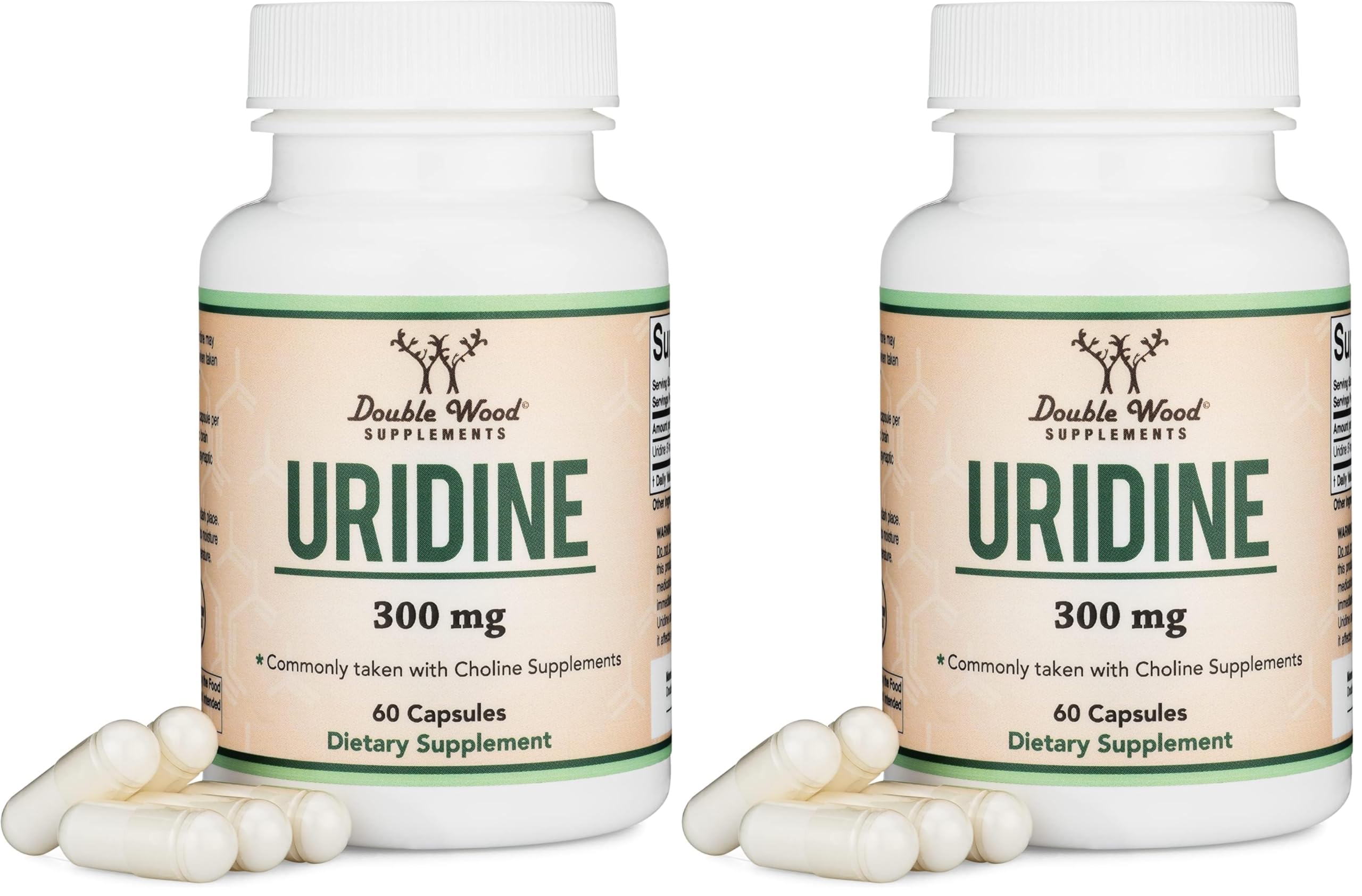 Uridine Monophosphate 300mg bottle, 60 capsules, two-pack