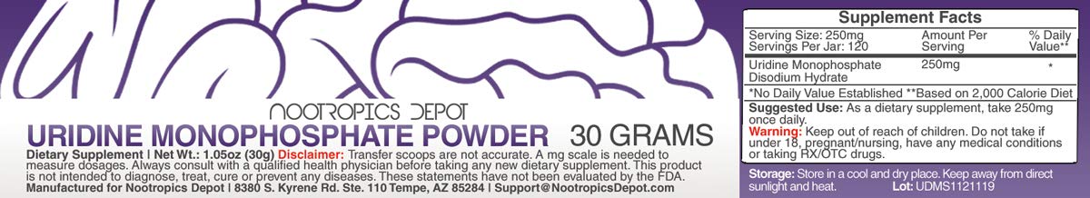 Uridine Monophosphate Disodium Salt Powder 30g – label on jar