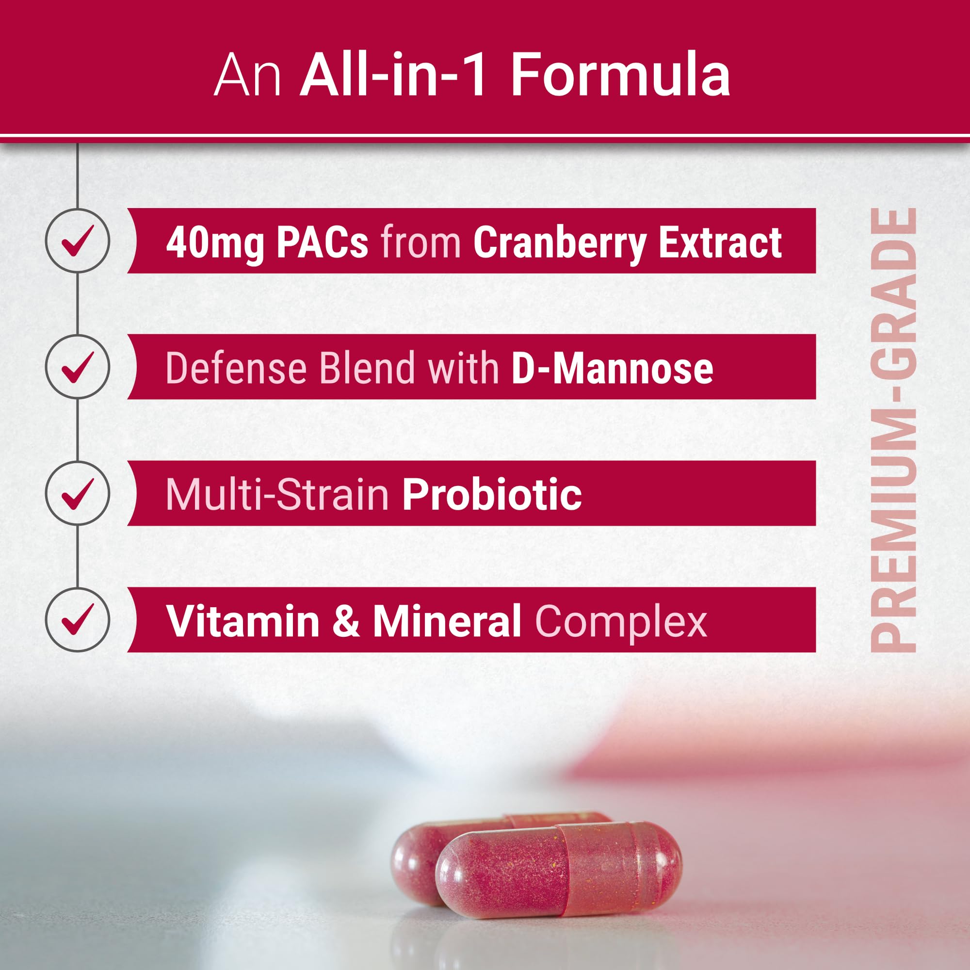 All-in-one formula: two capsules per serving
