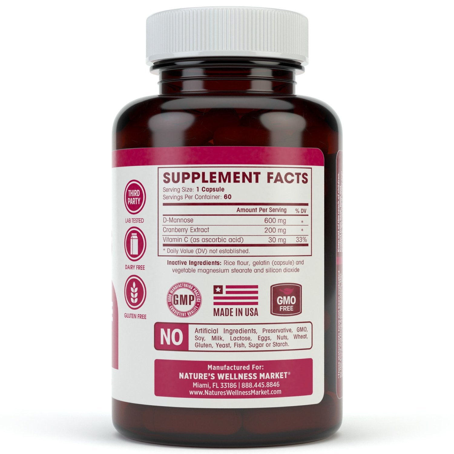 Urinary tract health supplement on a retail shelf