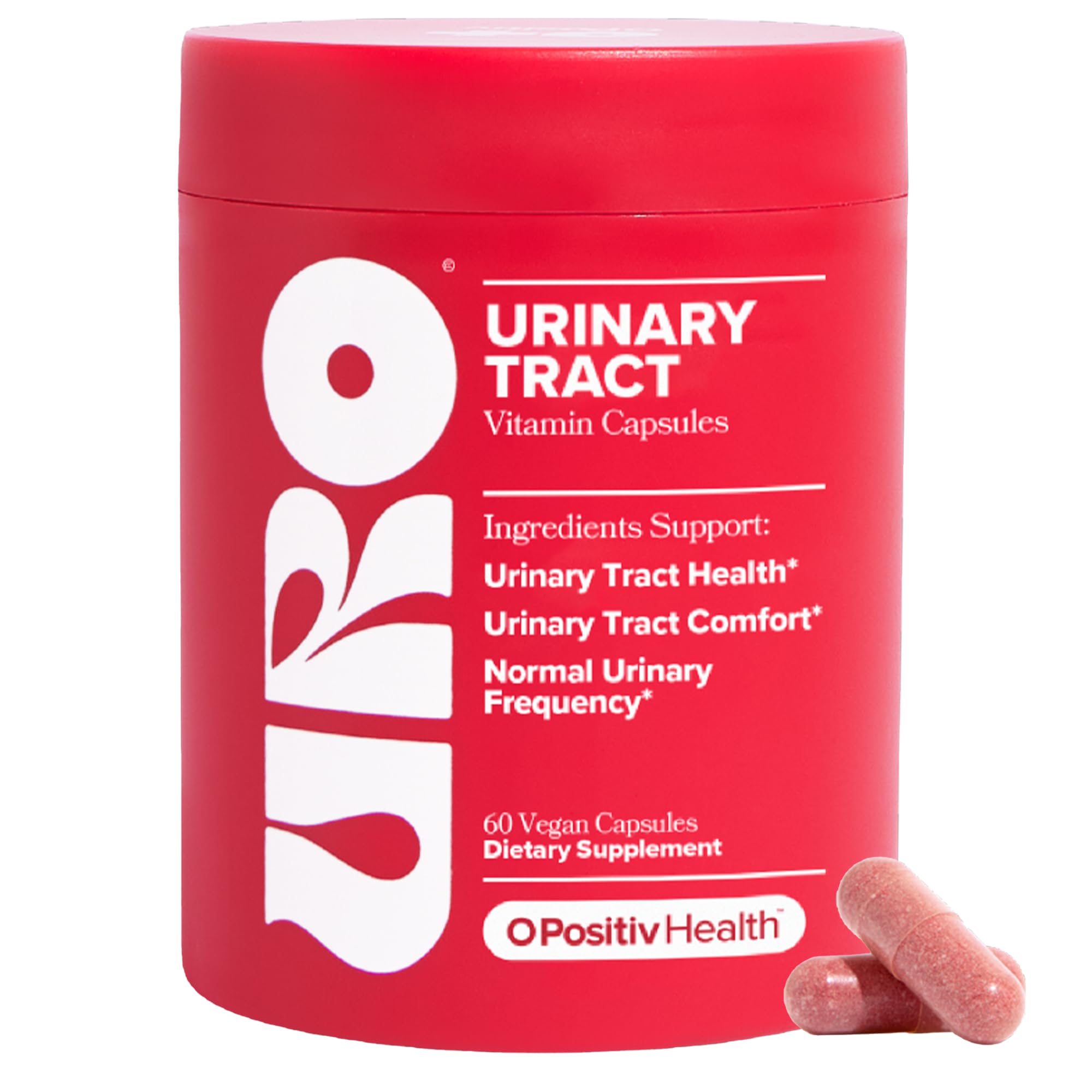 O Positiv URO women's urinary tract health supplement bottle with 60 capsules