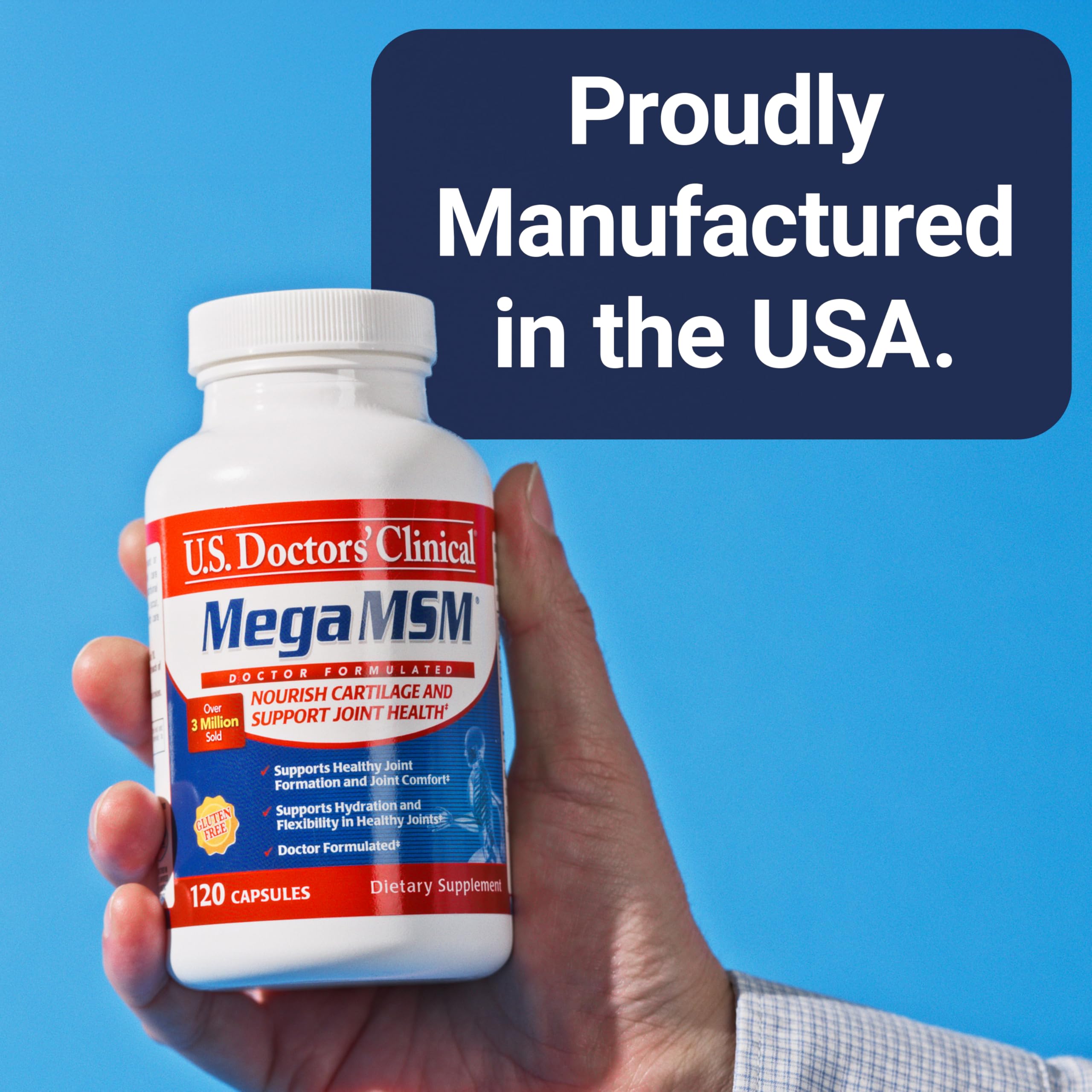 U.S. Doctors’ Clinical Mega MSM label detail emphasizing quality and doctor backing.