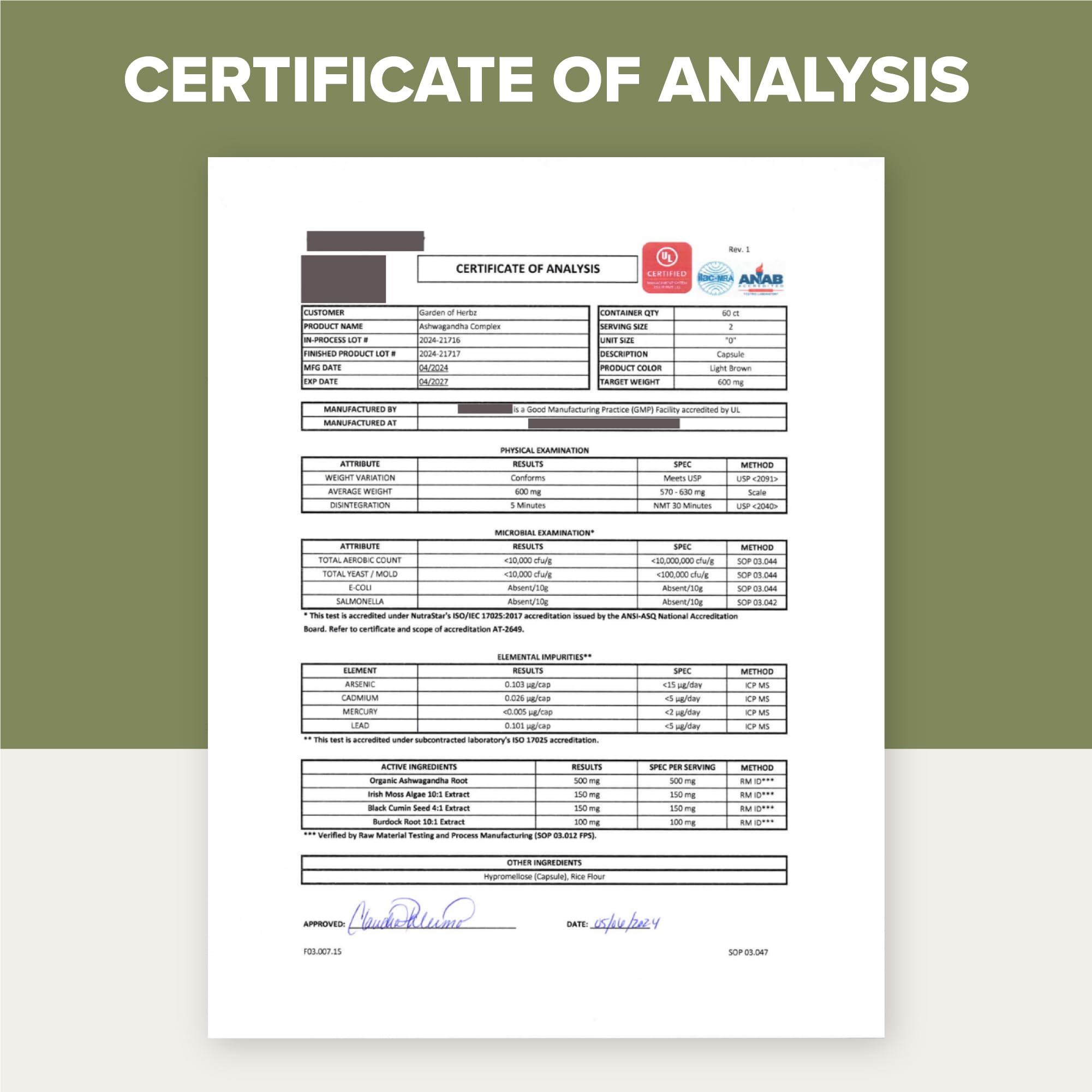 Manufacturing facilities in the USA with GMP and ISO certifications
