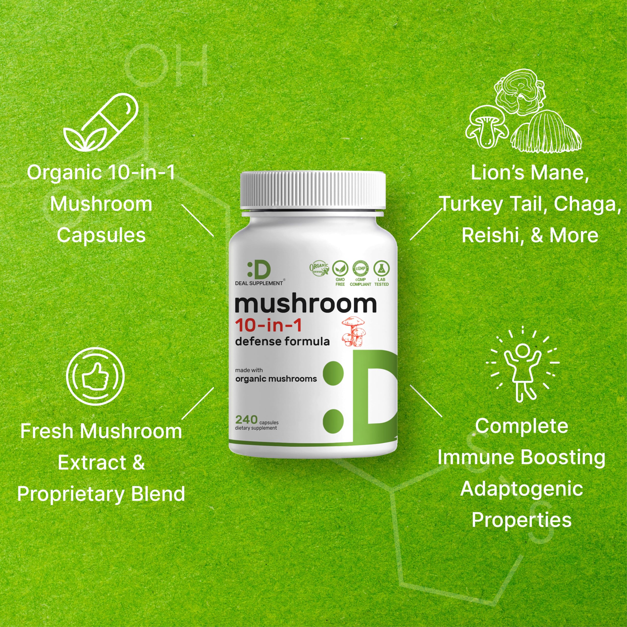 USA-grown mushrooms used in premium blend