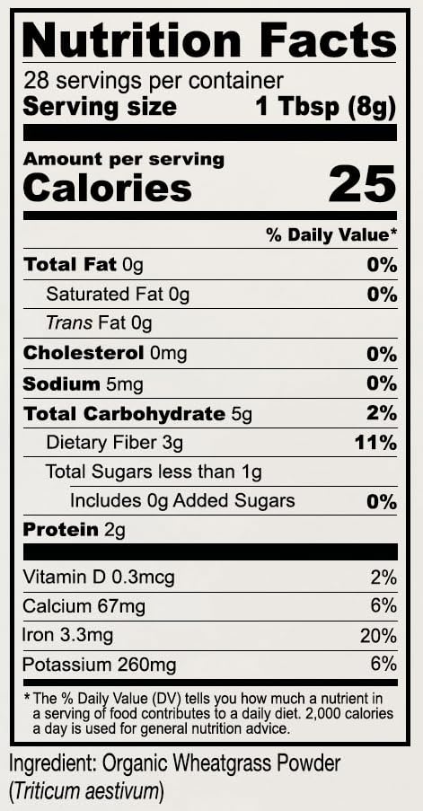 USA grown wheatgrass powder label gluten-free non-GMO