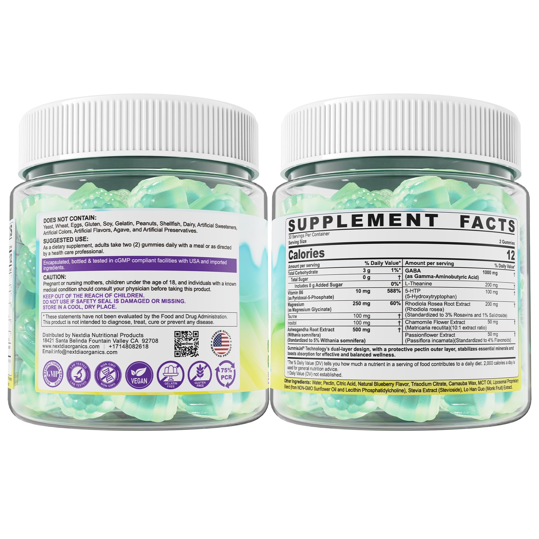 Gummies are gelatin-free, vegan, gluten-free and non-GMO