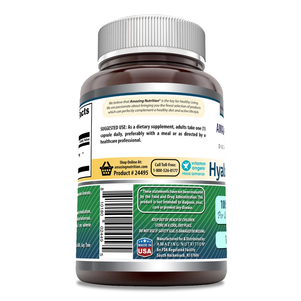 Made in USA Hyaluronic Acid 100 mg capsules bottle