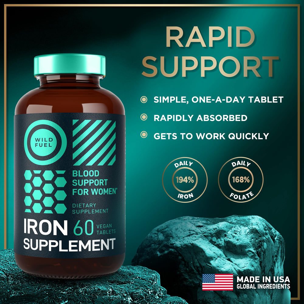 US-made iron supplement bottle