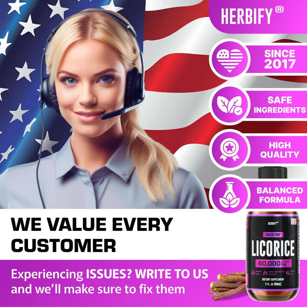 USA-made packaging for HERBIFY licorice root extract