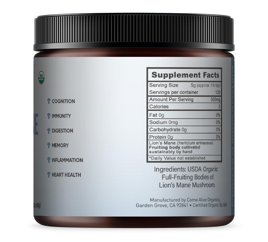 USA-made Lion's Mane powder packaging