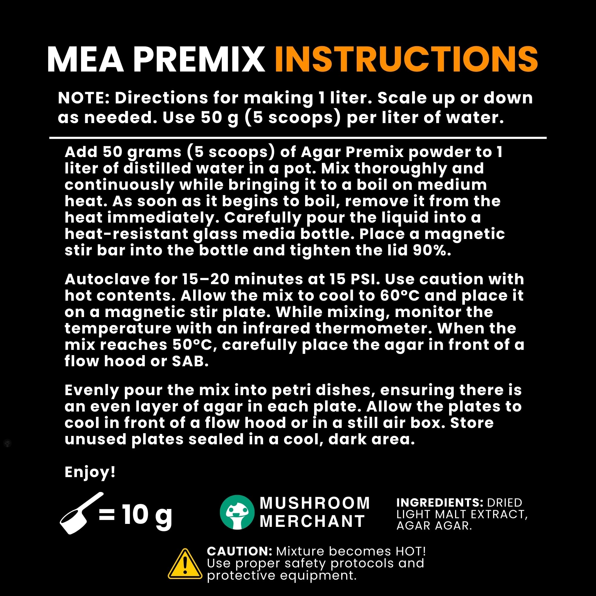 USA-made MEA Premix packaging and labeling