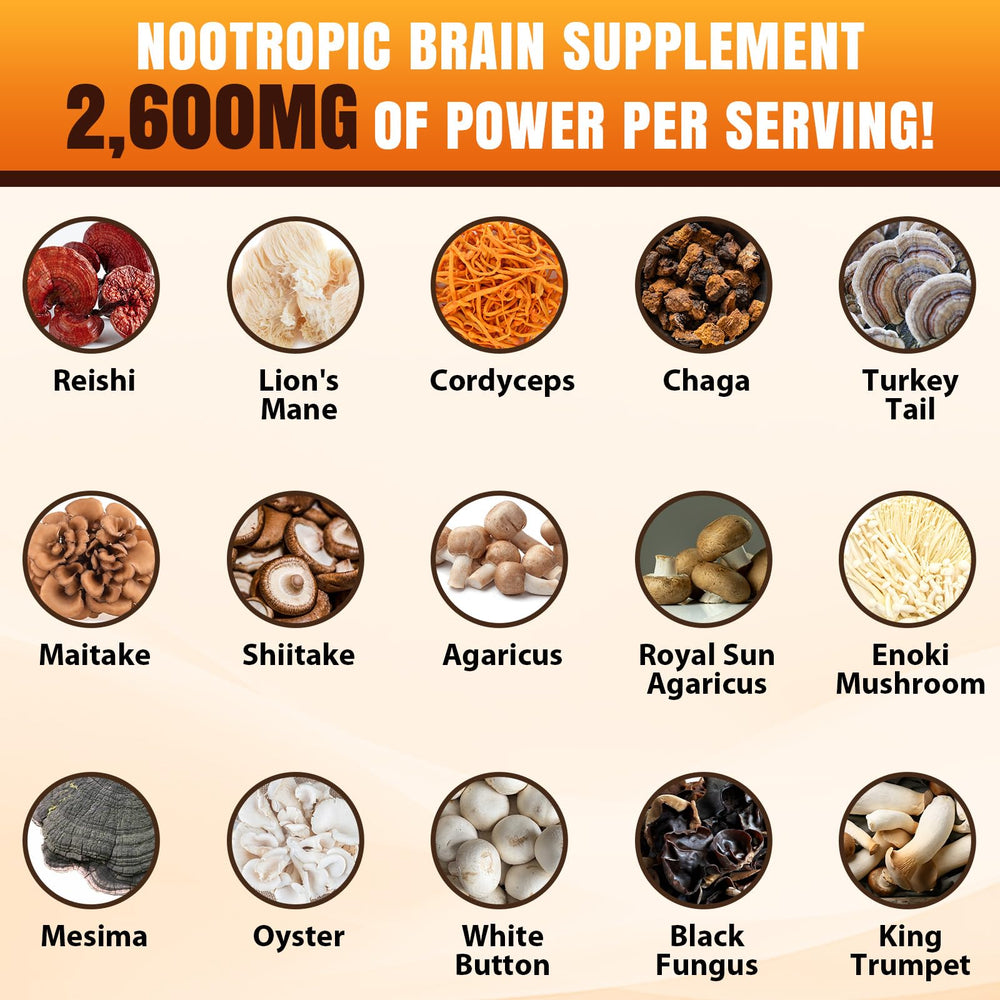 USA-made mushroom supplement bottle