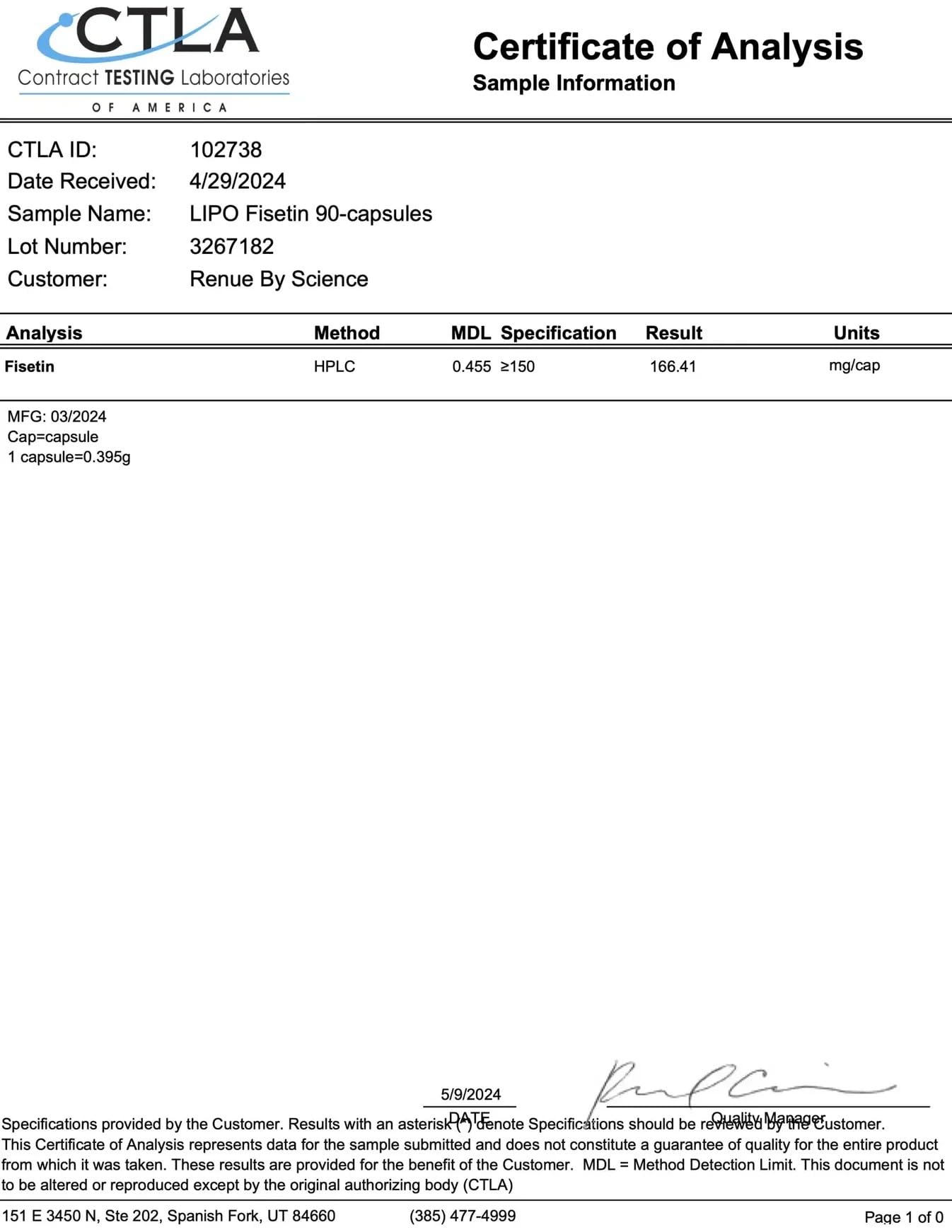 USA-made Renue By Science Fisetin bottle with 90 capsules