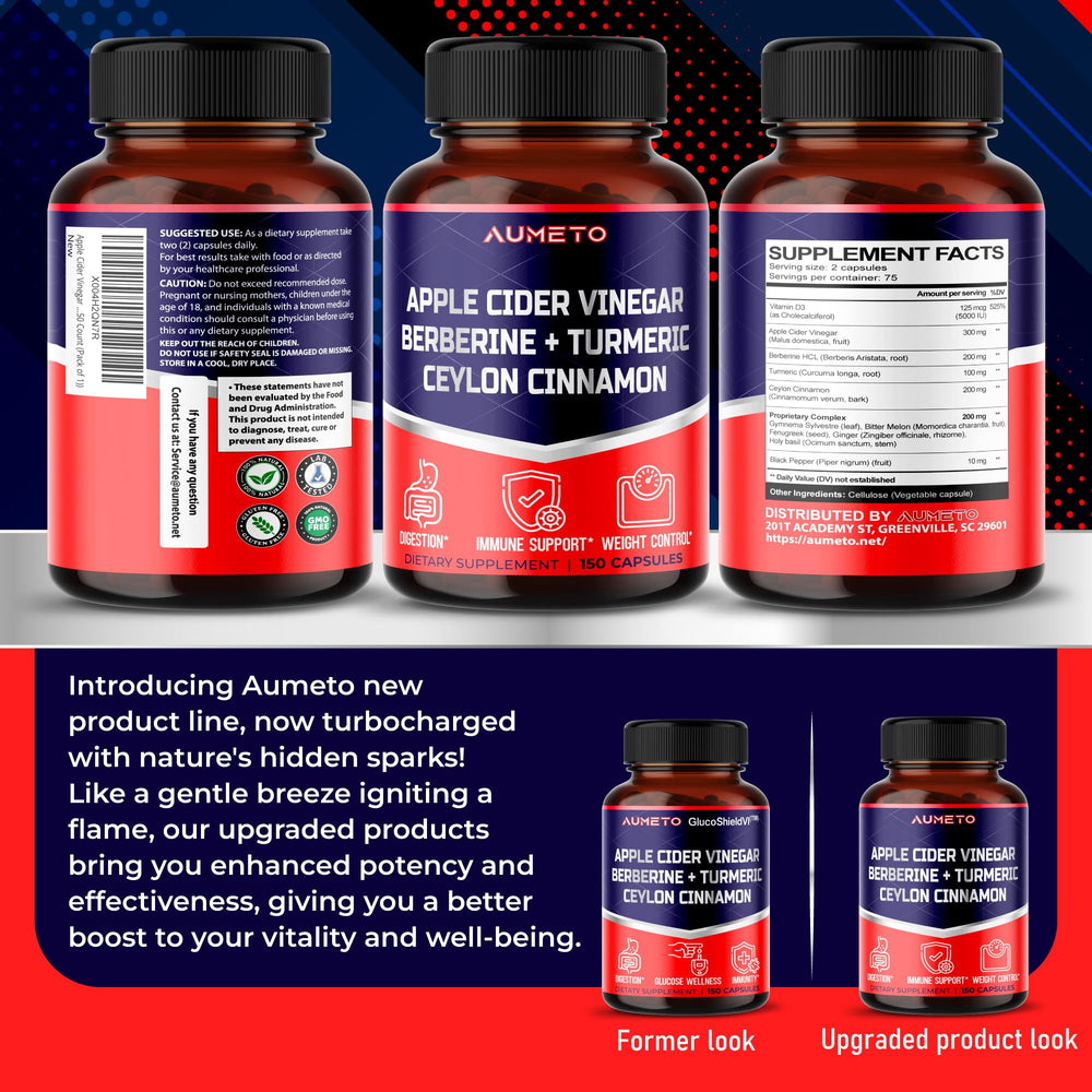 USA-made Apple Cider Vinegar Berberine supplement bottle ready for purchase.