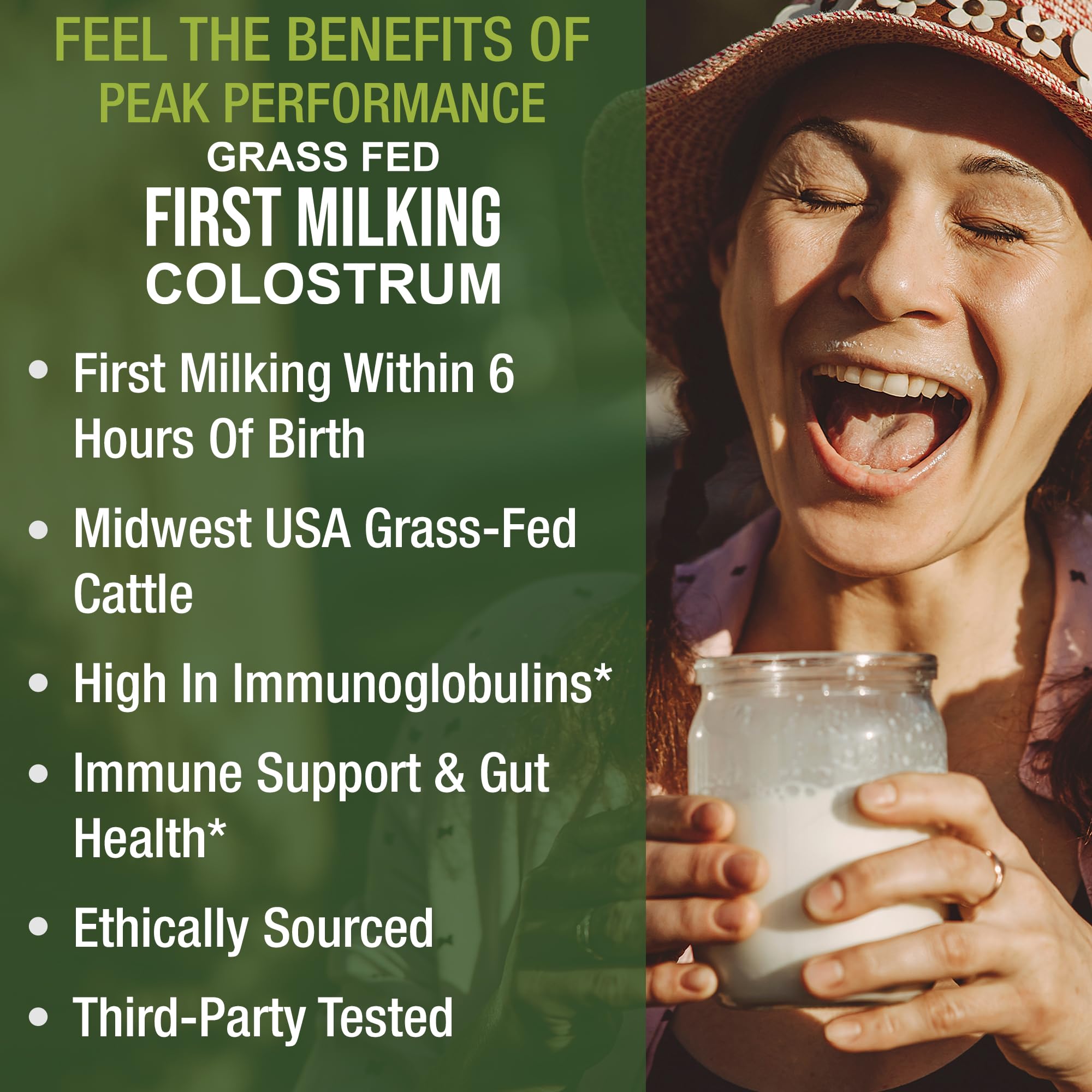 USA-made colostrum product manufactured under GMP standards