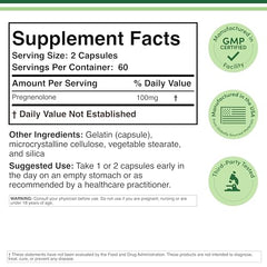 Made in USA, Non-GMO and gluten-free Pregnenolone