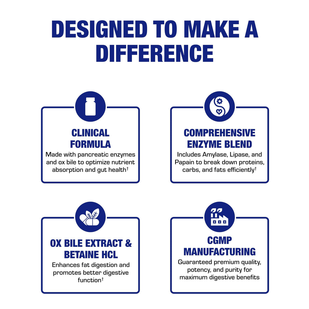 Usage guide and benefits label for the enzyme supplement