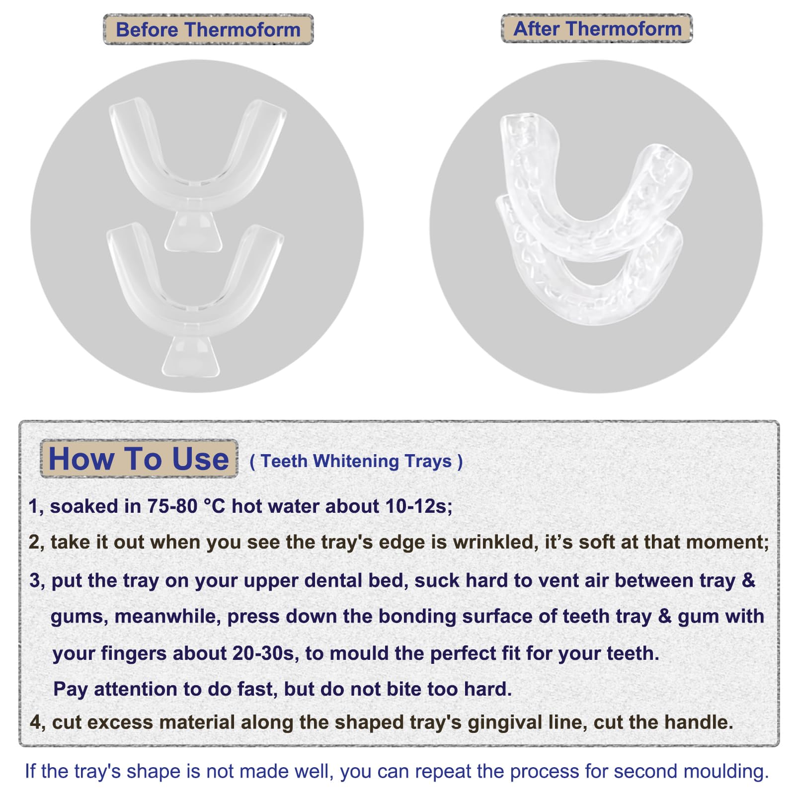 Usage instructions for teeth whitening tray molding