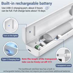 USB-C rechargeable toothbrush case with charging port