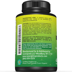 USDA Certified Organic Greens Tablets bottle on a white background