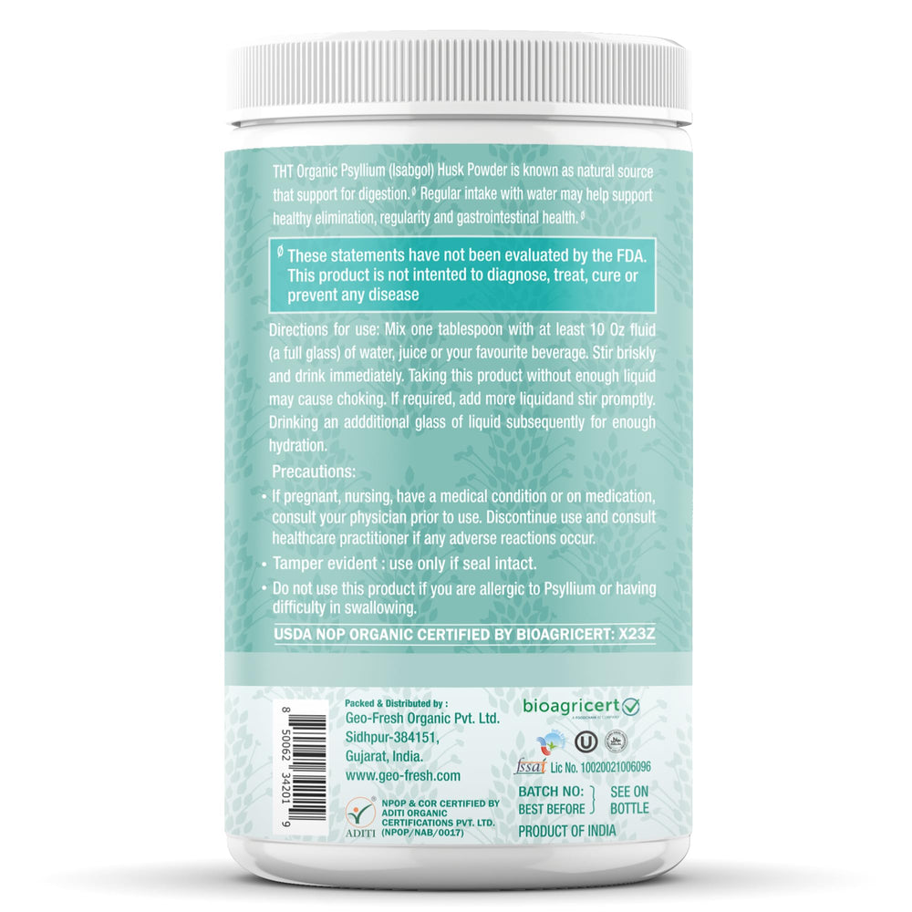 USDA-certified organic psyllium husk label
