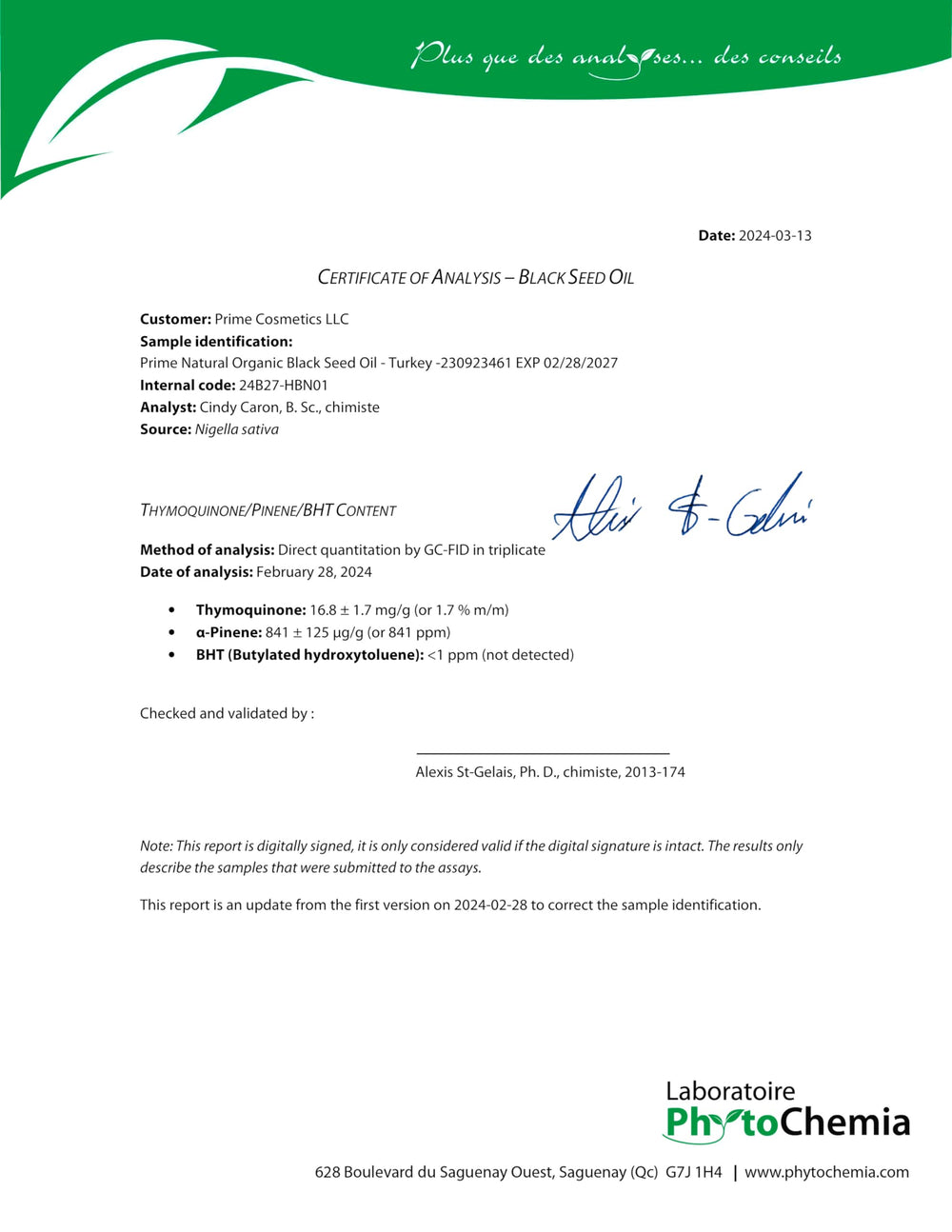 USDA Organic certification by OneCert