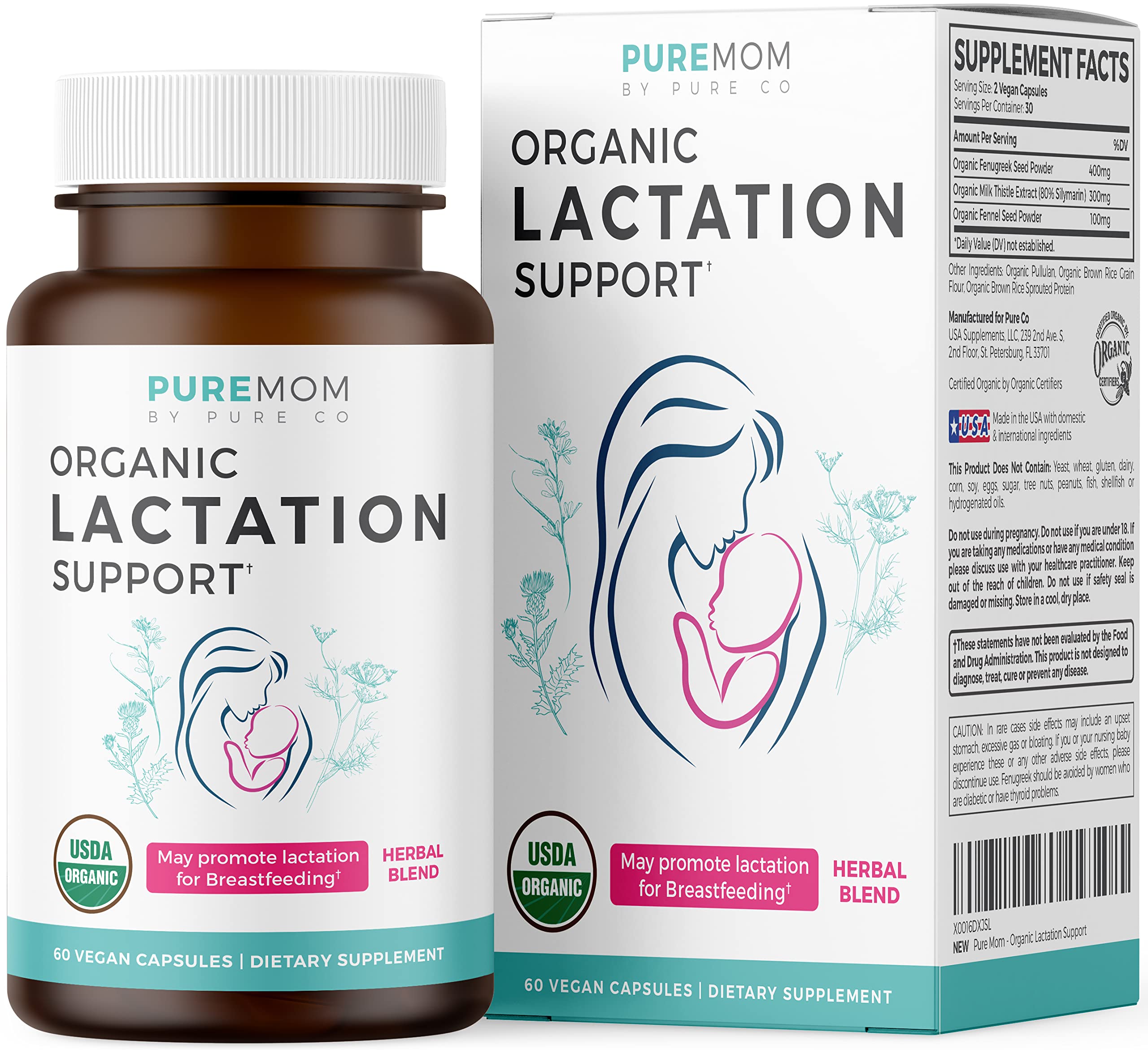 Front label of USDA Organic Lactation Supplement