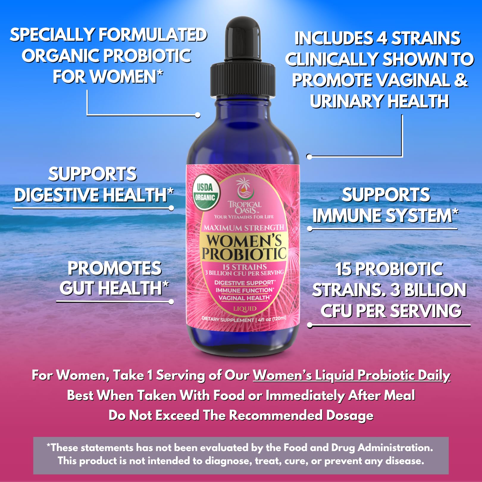 Graphic showing 15 probiotic strains included in the product