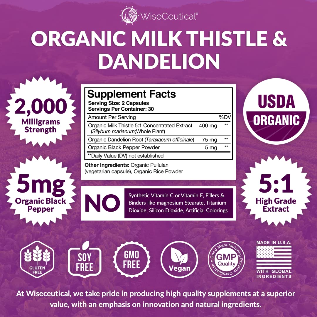 USDA Organic Milk Thistle 5:1 Extract bottle label close-up