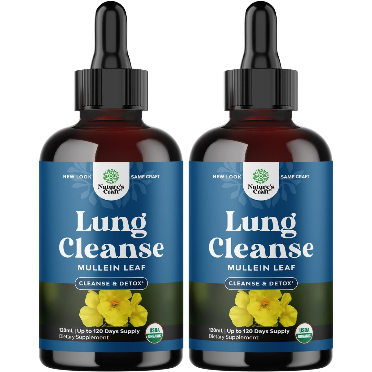 Front label of USDA Organic Mullein Drops 2 Pack