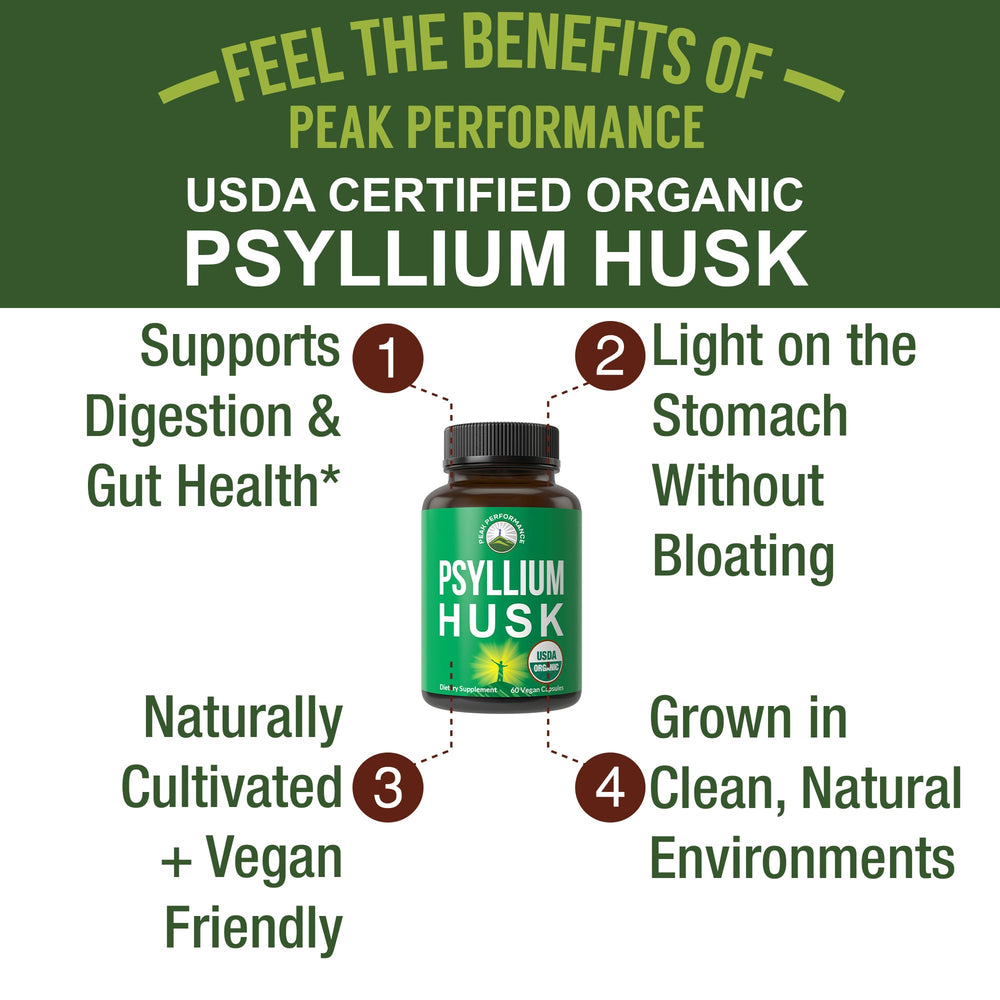 USDA Organic Psyllium Husk capsules bottle