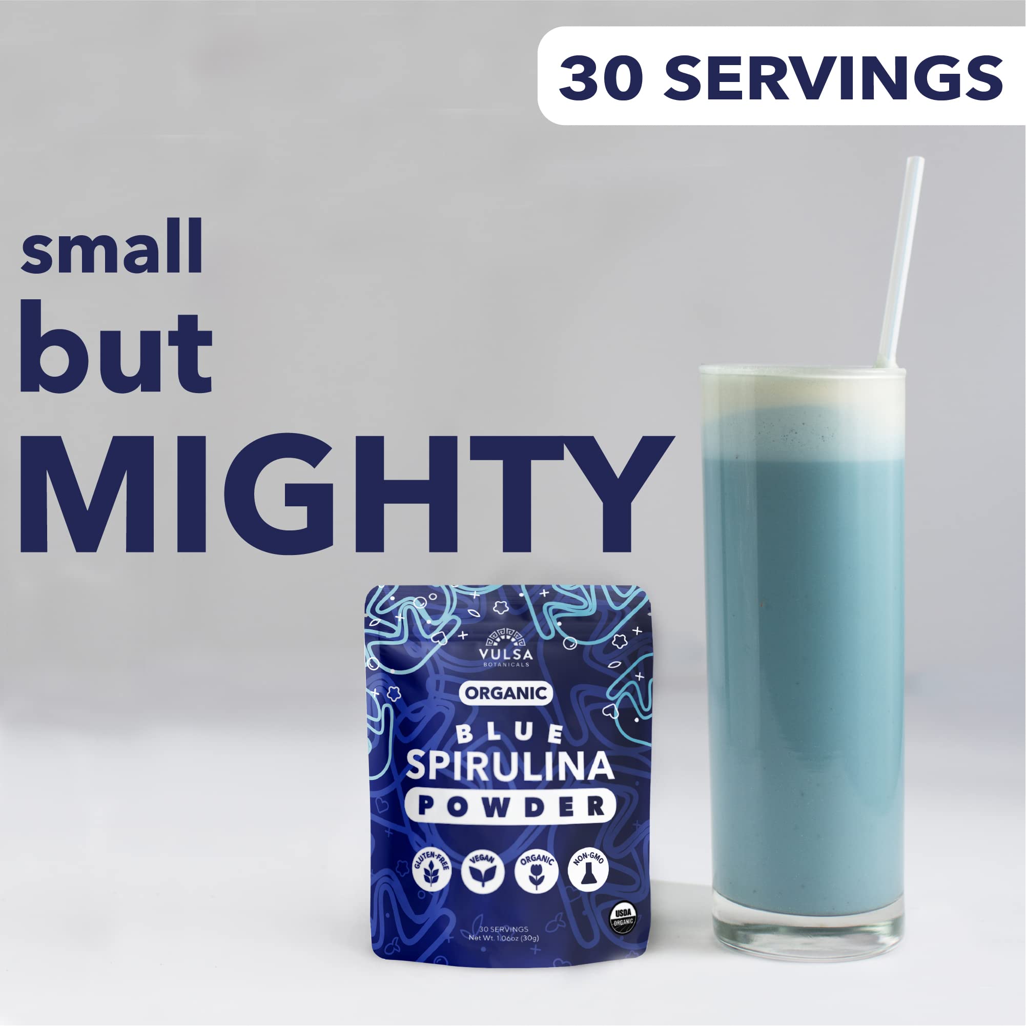 USDA Organic logo with spirulina product