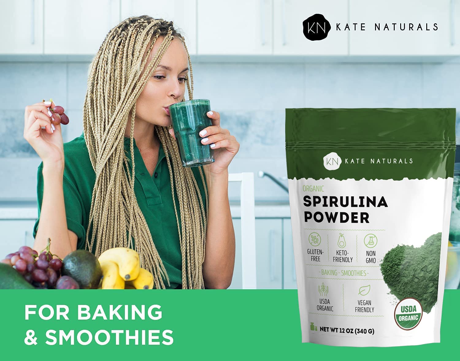 USDA Organic spirulina powder label