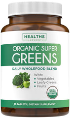 USDA Organic Super Greens supplement bottle packshot