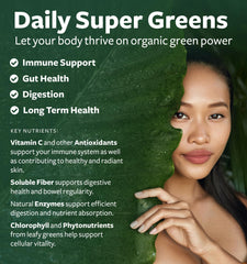Close-up of Organic Super Greens tablets