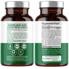 Close-up of product label highlighting 28 organic ingredients