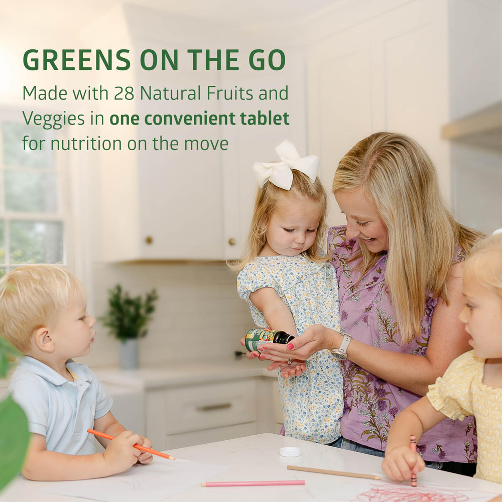 Lifestyle image with fresh greens and fruits