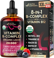 USDA Organic Vitamin B-Complex liquid drops bottle 4 oz